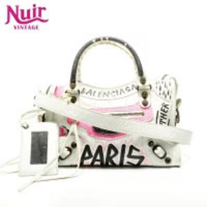 Balenciaga City Graffiti Shoulder Bag White